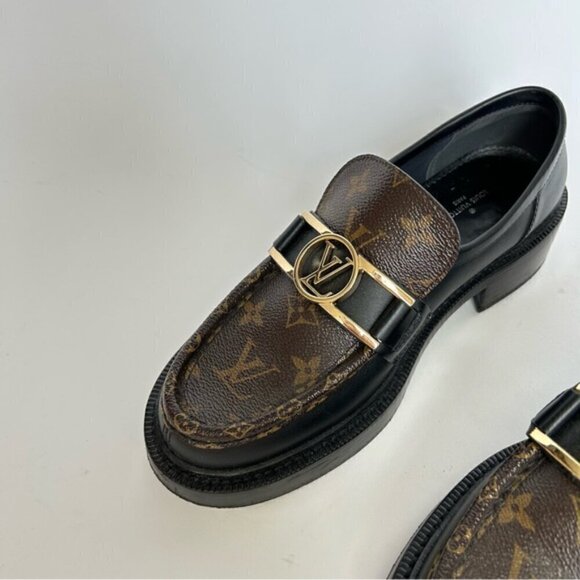 Louis Vuitton Academy Monogram Black Chunky Leather Loafers sz 39 - Picture 10 of 14
